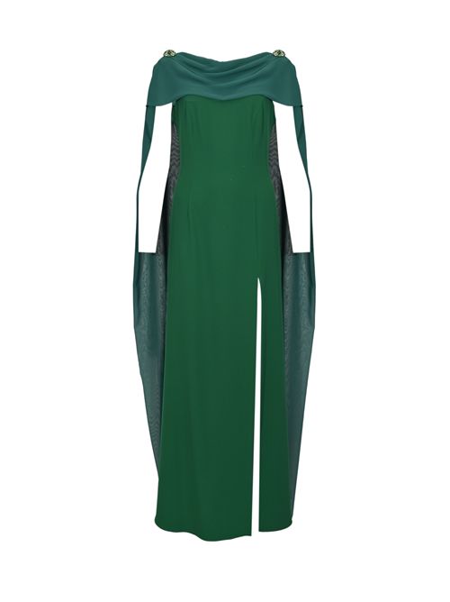 Abito lungo in crepe con collo a mantella GIANNI MOLARO | A2605VERDE